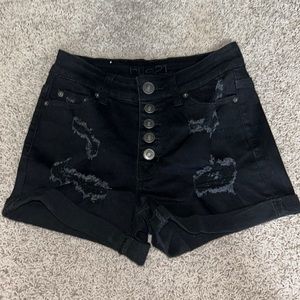 Rue21 high waisted, black, ripped jean shorts size: 0